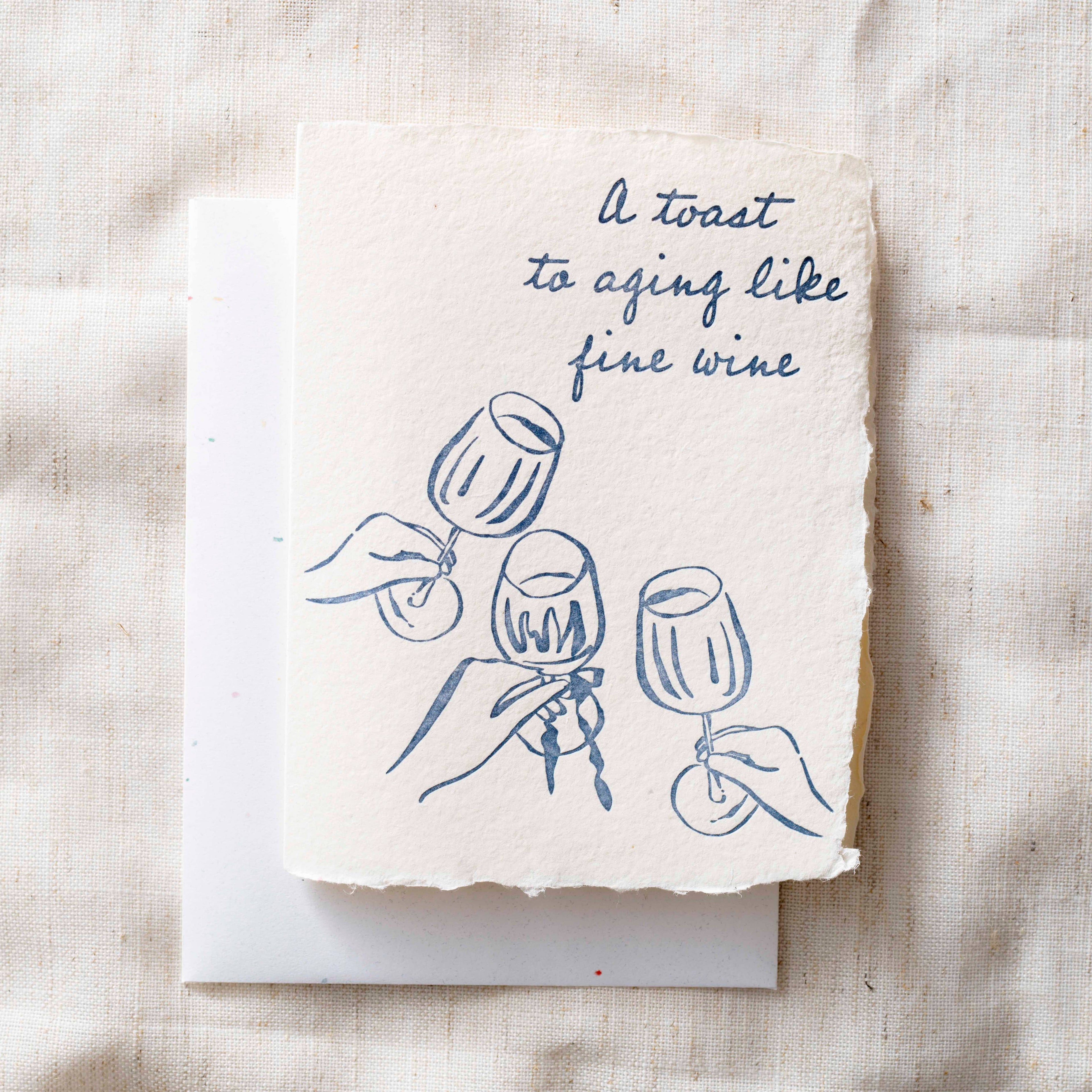 Paper Baristas-Toasting To A Fine Wine Birthday | Celebration Greeting Card